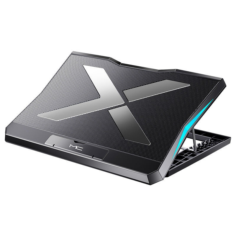 Laptop cooling pad with brand logo on a white background