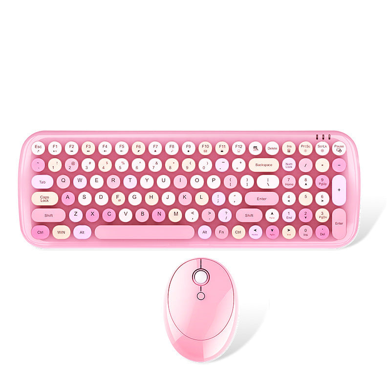Pink keyboard and mouse set on a white background