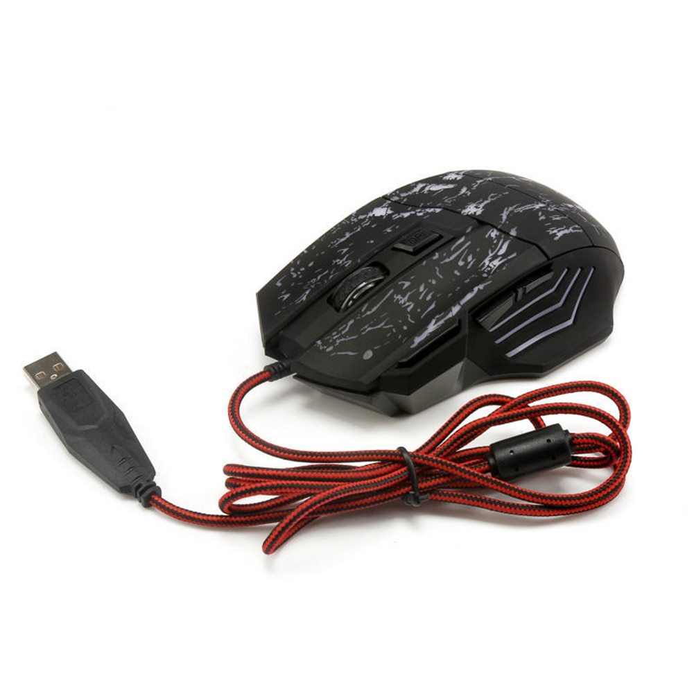 Gaming mouse with USB cable on a white background