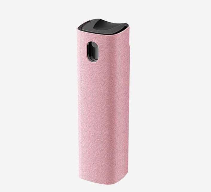 Pink textured power bank with black top on a white background