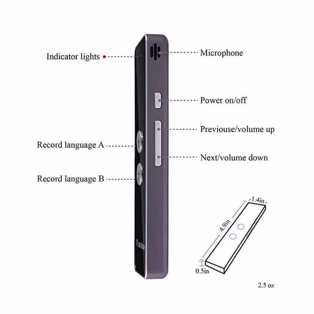 Diagram of a portable device with labeled parts and dimensions on a white background