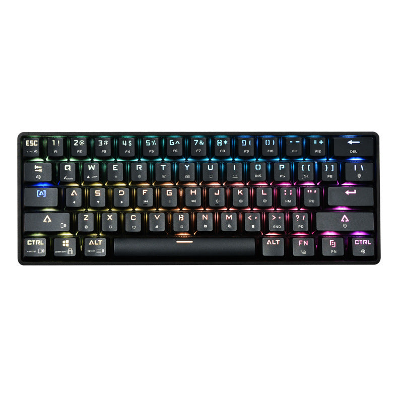 Mechanical keyboard with RGB lighting on a white background