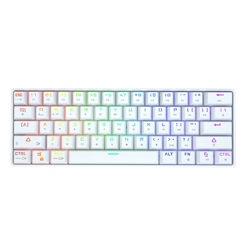 Colorful keyboard with gradient keycaps on a white background