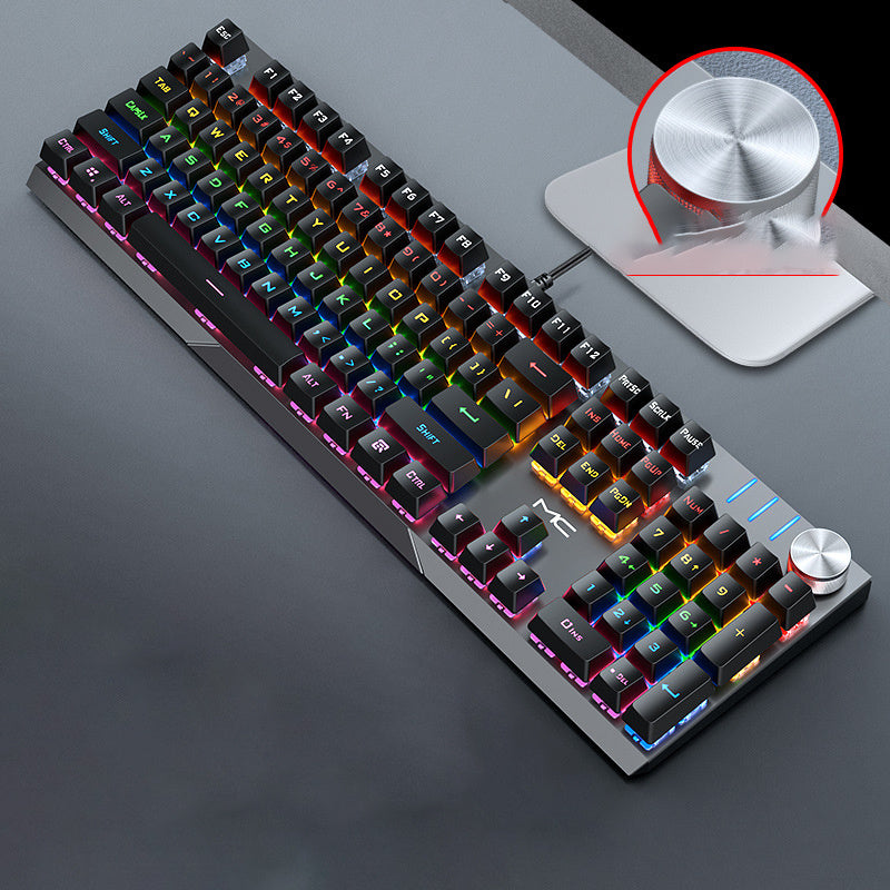 Mechanical keyboard with RGB lighting on a dark surface