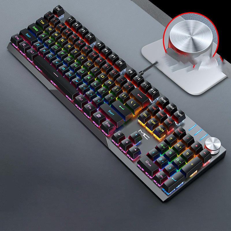 Mechanical keyboard with RGB lighting on a dark surface