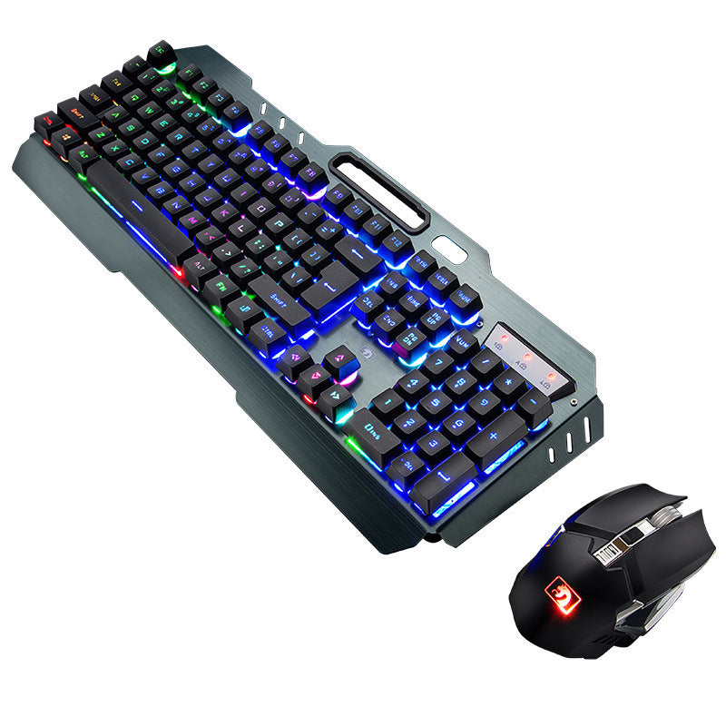 Gaming keyboard with RGB lighting and a mouse on a white background