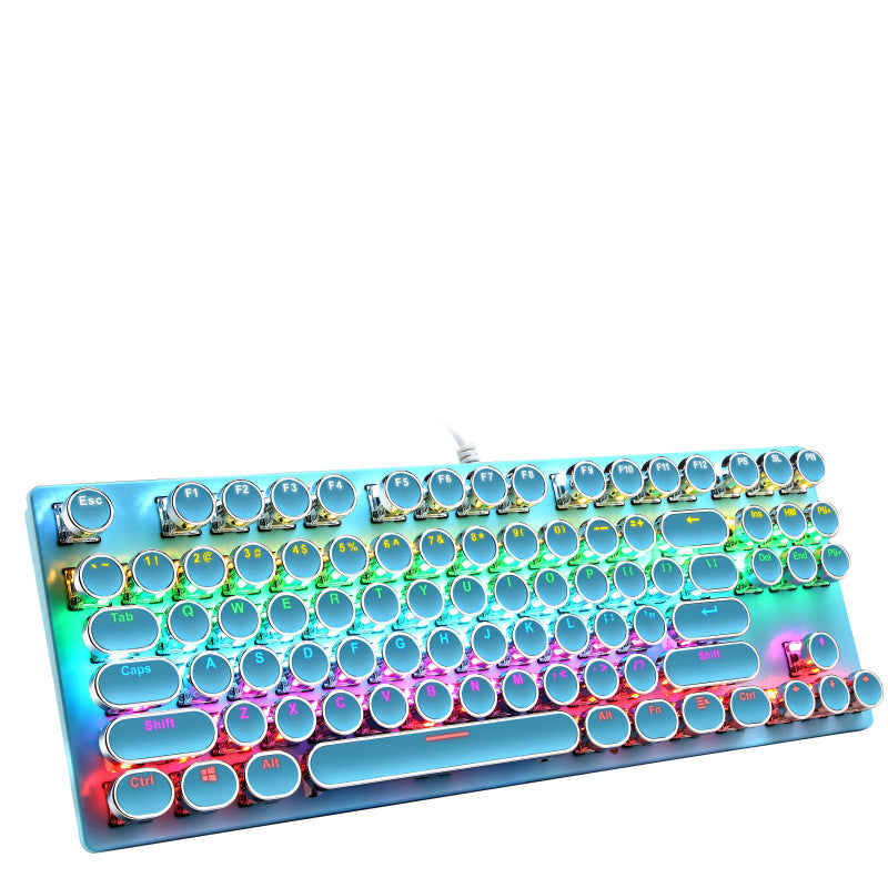 Colorful mechanical keyboard with RGB lighting on a white background