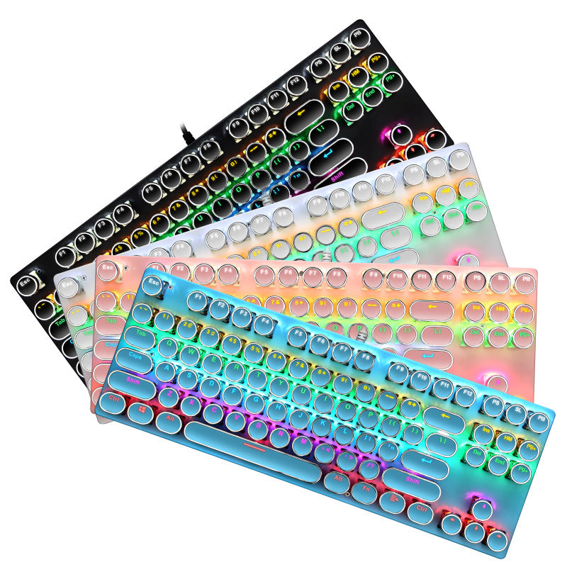Colorful mechanical keyboard with RGB lighting on a white background