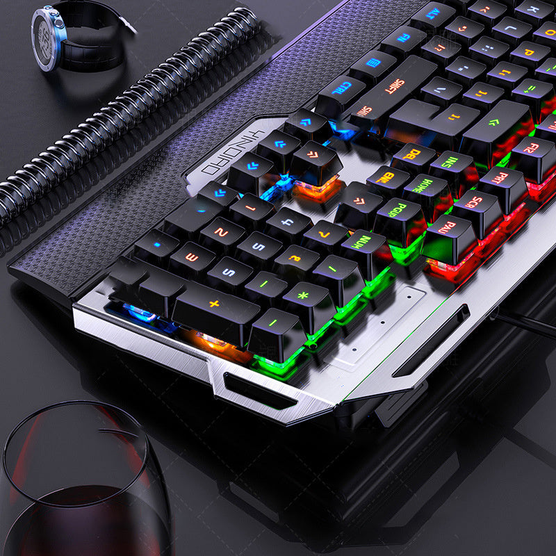 Colorful keyboard with RGB lighting on a dark surface