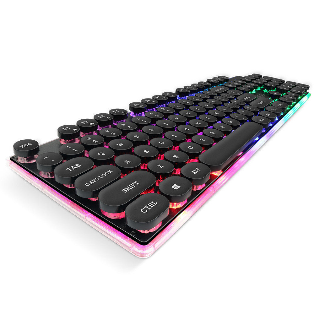 Mechanical keyboard with RGB lighting on a white background