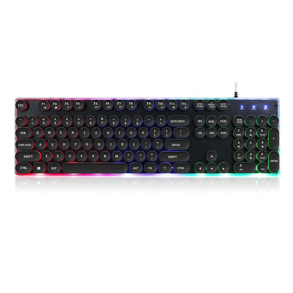 Gaming keyboard with RGB lighting on a white background