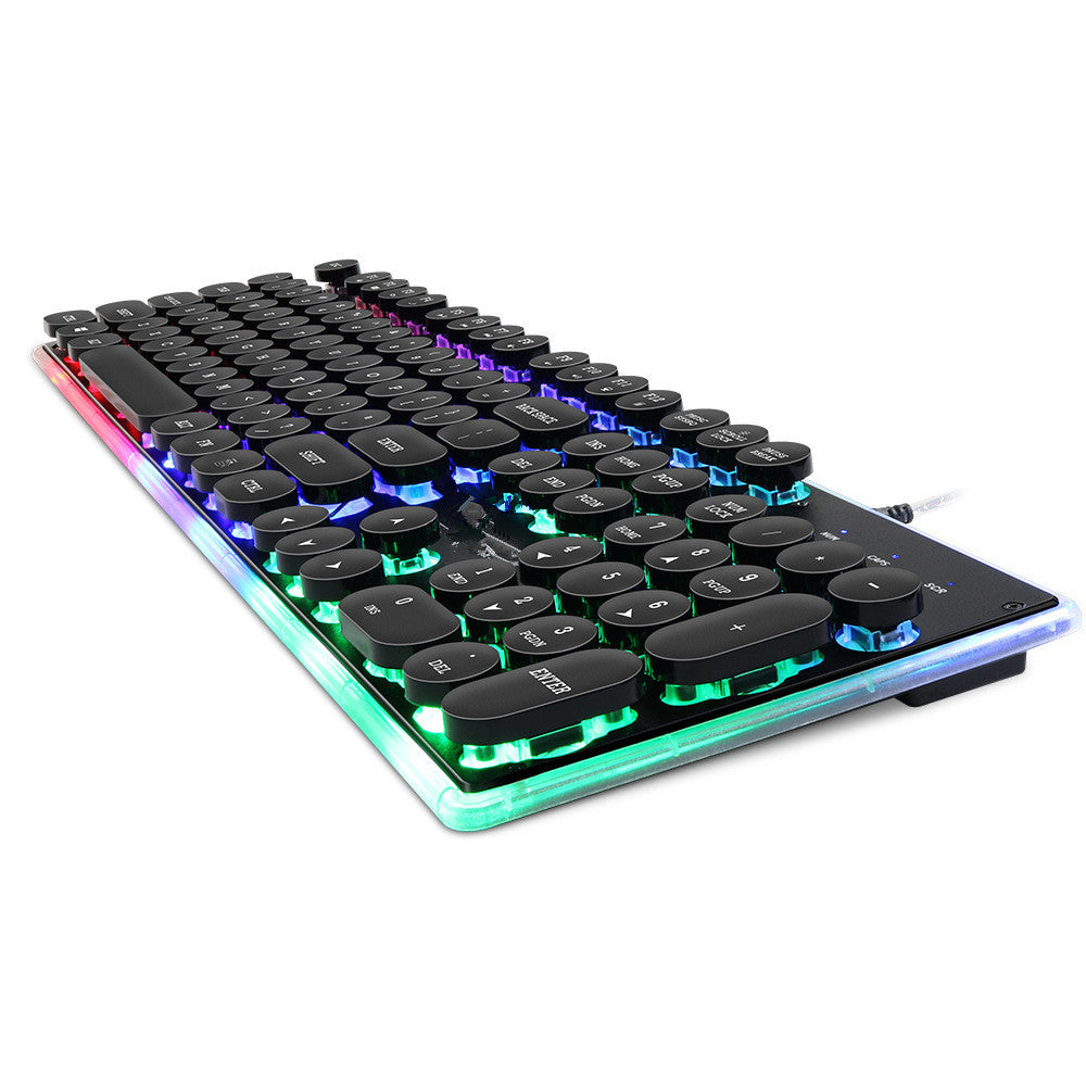Mechanical keyboard with RGB lighting on a white background