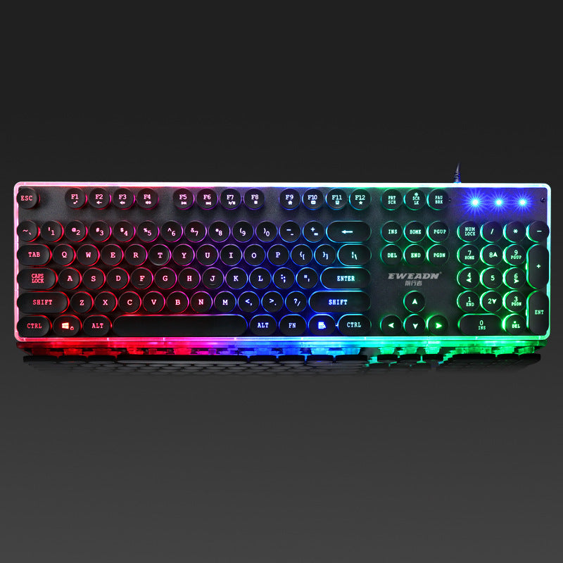 Gaming keyboard with RGB lighting on a black background