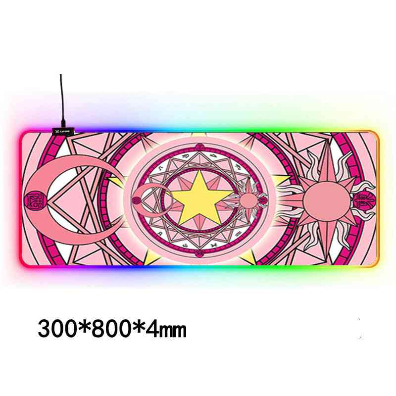 Colorful mouse pad with geometric design and RGB lighting on a white background