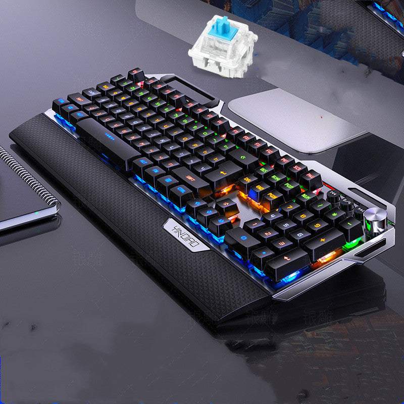 Mechanical keyboard with RGB lighting on a desk