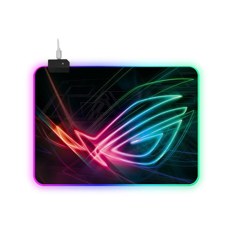Gaming mouse pad with RGB lighting on a white background