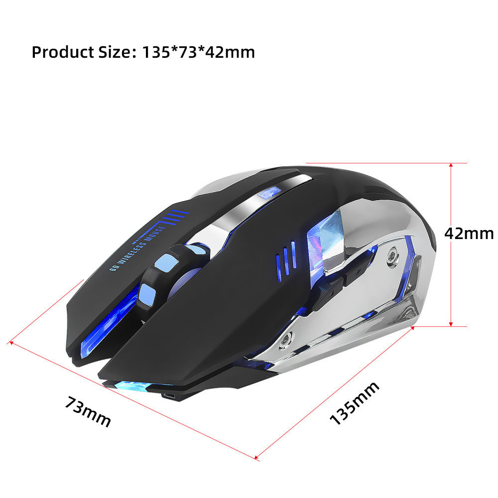 Gaming mouse with dimensions labeled on a white background