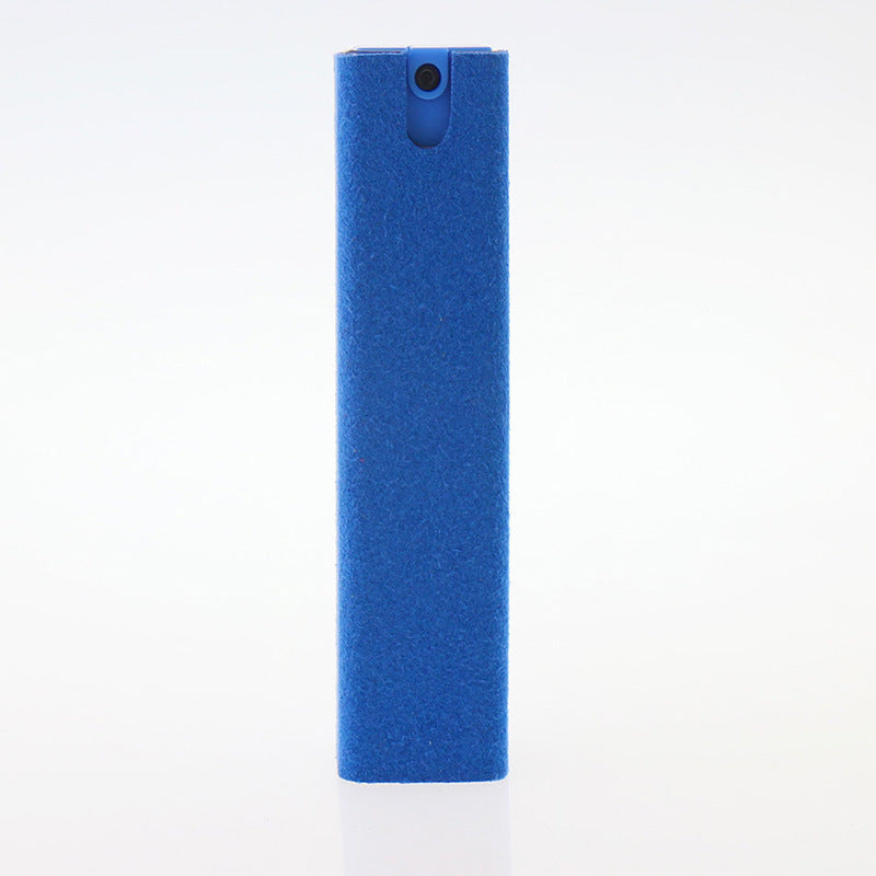 Blue rectangular object with a black button on a white background