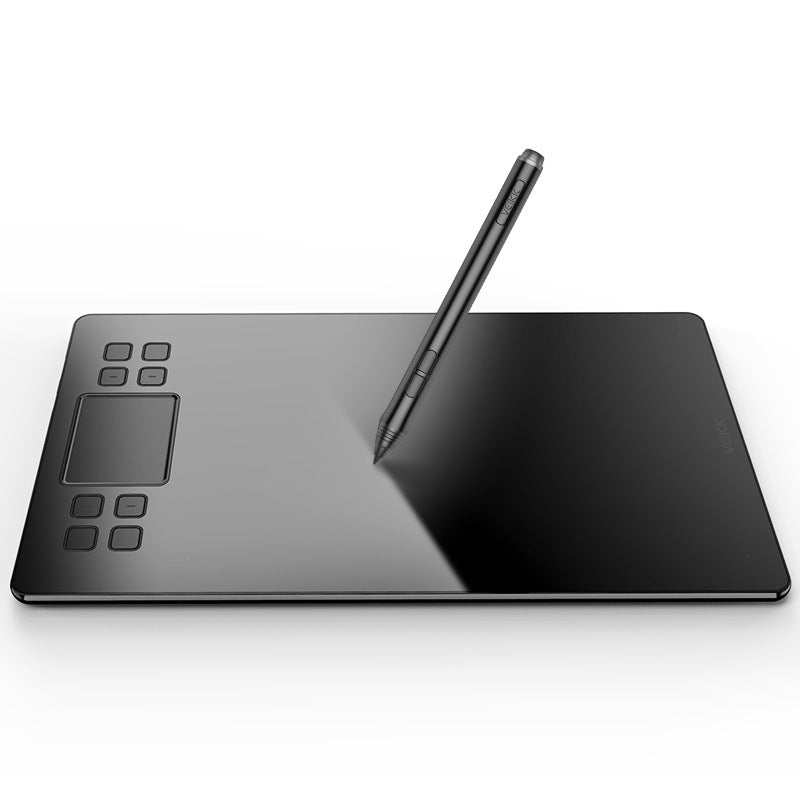 Graphic tablet with stylus on a white background