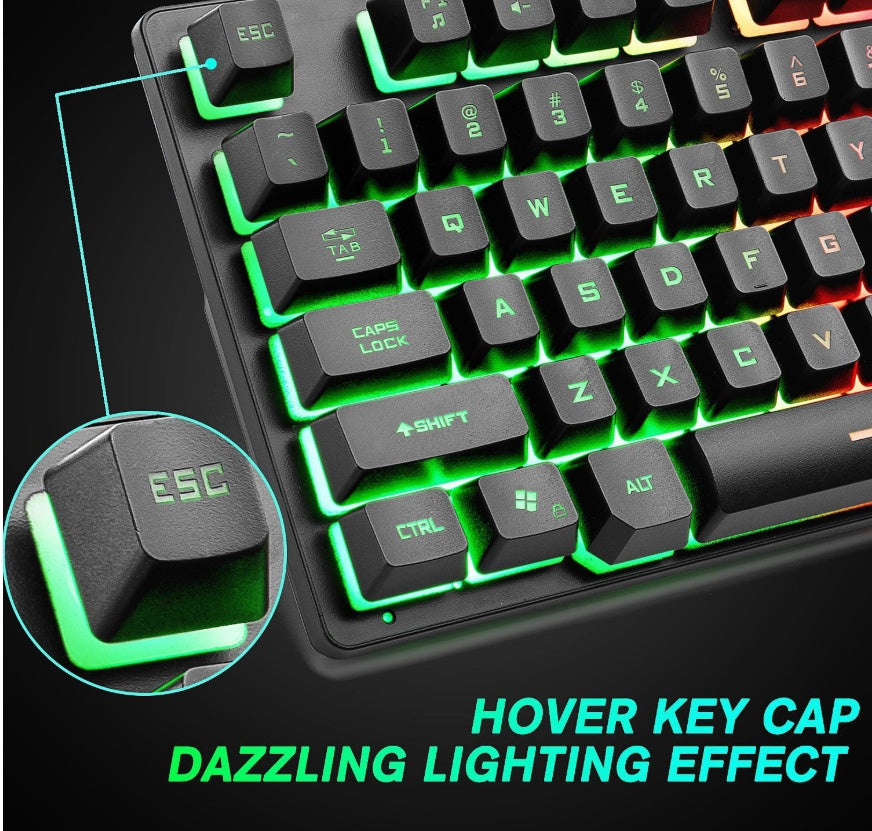 Mechanical keyboard with glowing keycaps on a black background