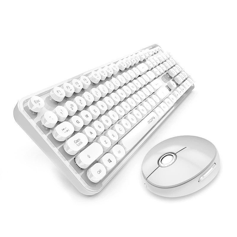White keyboard and mouse set on a white background