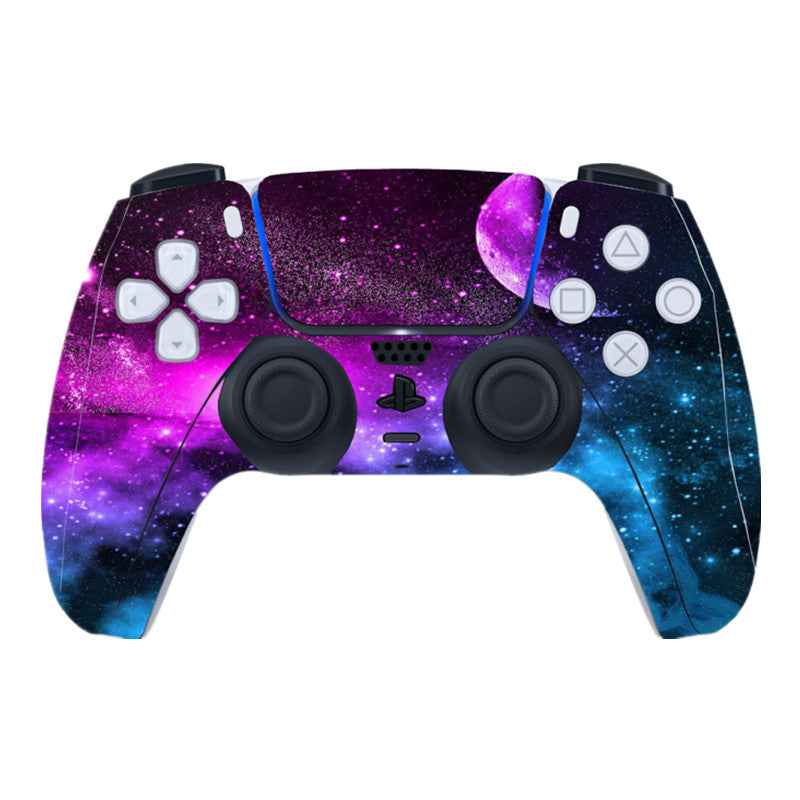 Gaming controller with a galaxy-themed design on a white background