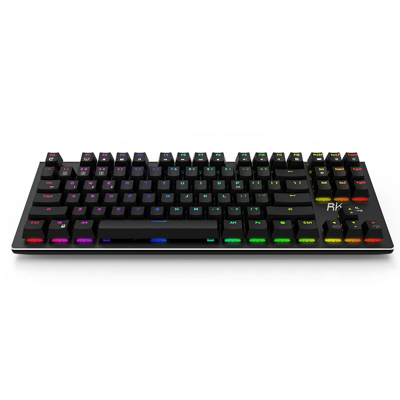 Mechanical keyboard with RGB lighting on a white background
