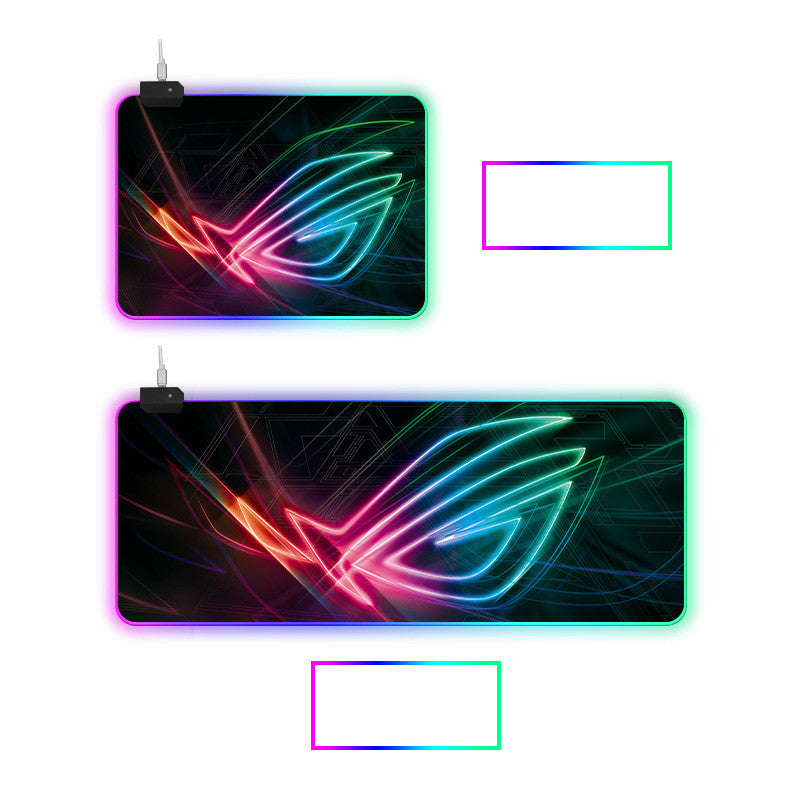 Gaming mouse pad with colorful LED lighting on a white background
