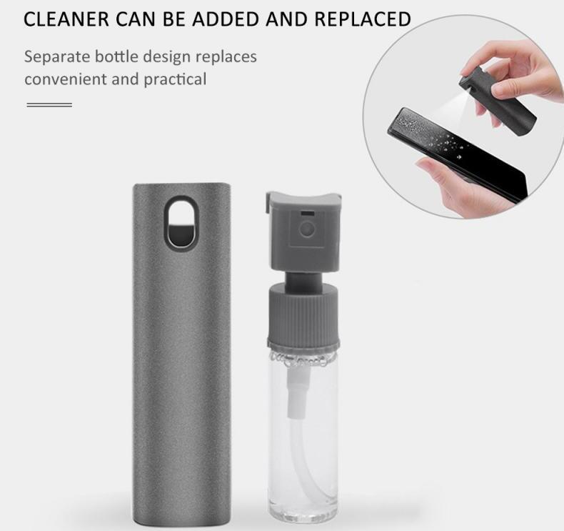 Gray cleaning device with separate bottle design on a white background