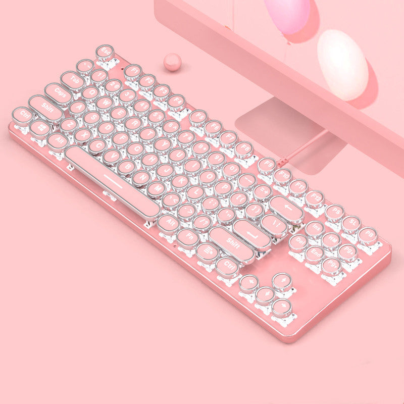 Pink and clear keyboard on a pink background
