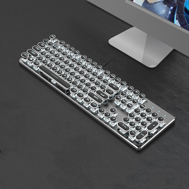 Mechanical keyboard with retro design on a dark surface