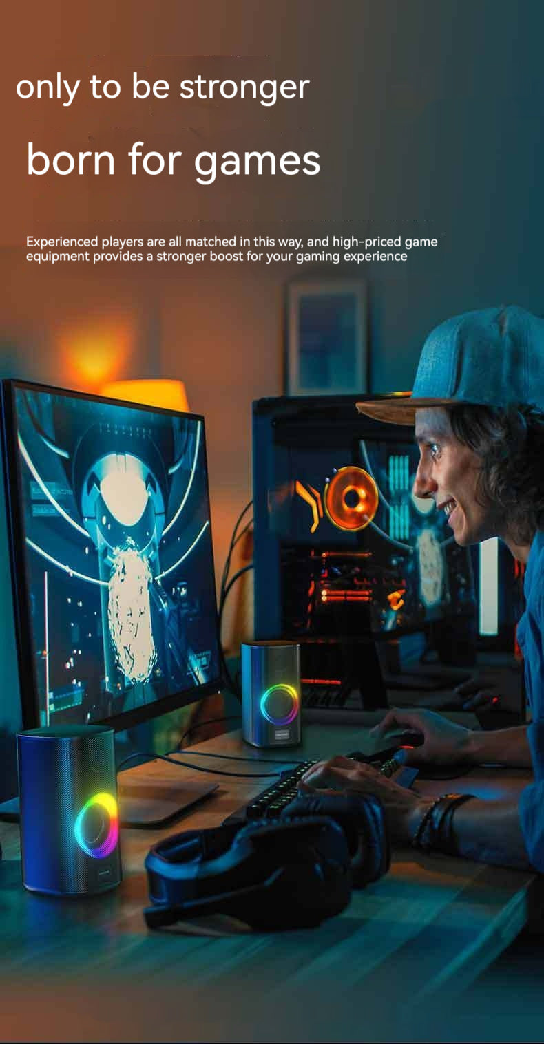 Person playing a video game on a computer with gaming equipment and text about gaming experience.