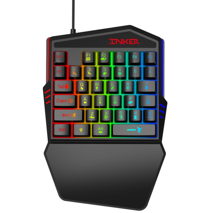 Ininker mechanical keyboard with RGB lighting on a white background