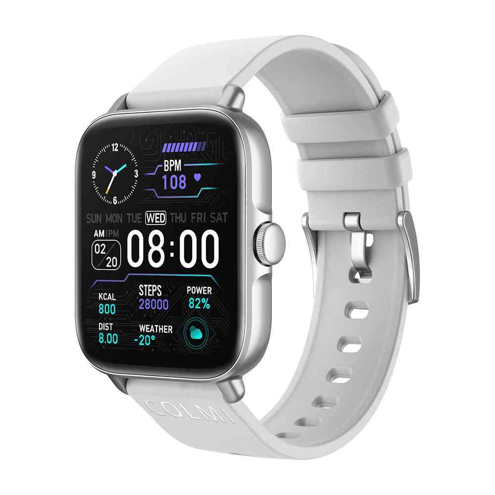 Smartwatch with a white band on a white background