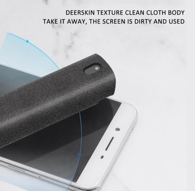 Smartphone with screen cleaning cloth on a marble surface