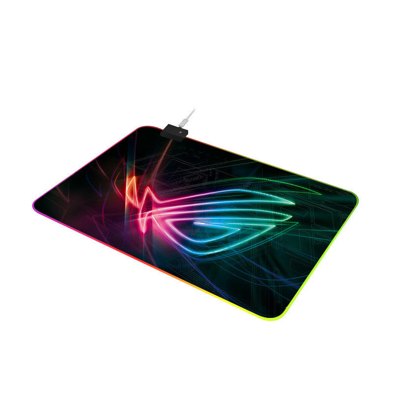 Gaming mouse pad with colorful LED lights on a white background
