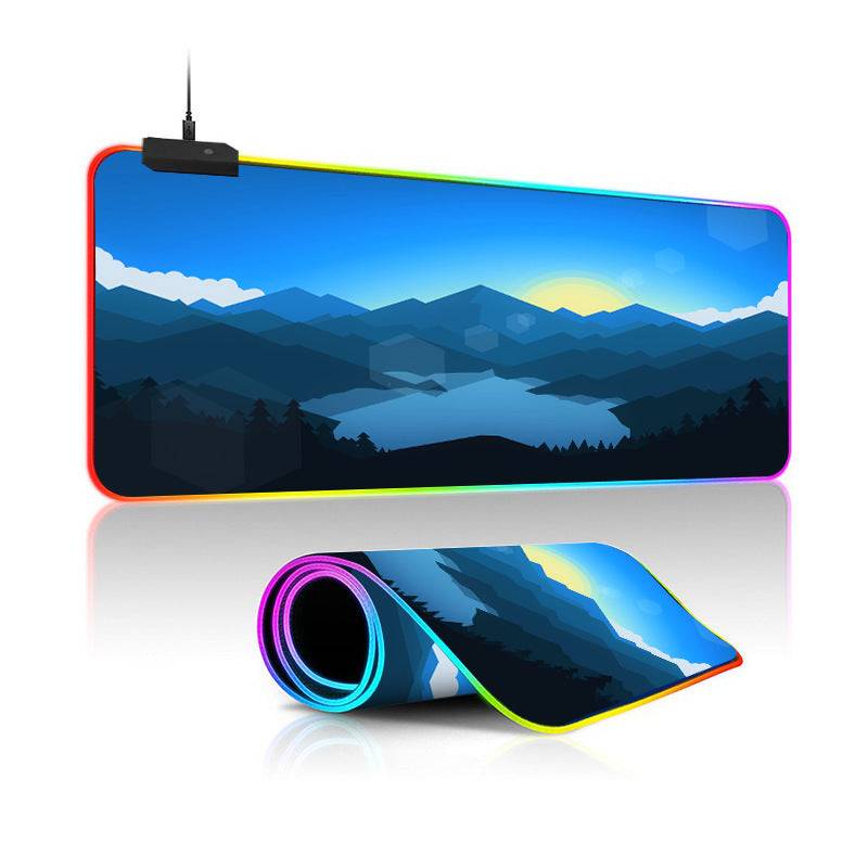 Oversized RGB Luminous Mouse Pad โ Landscape Design, Non-Slip, Gaming Desk Mat - TechTronic