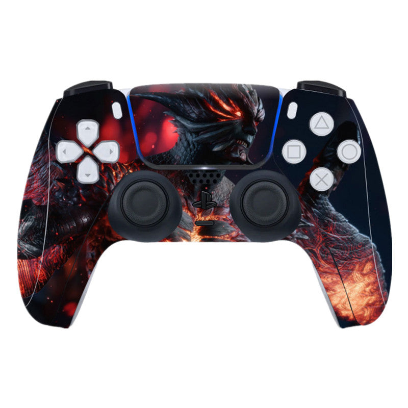 Gaming controller with a dragon design on a white background