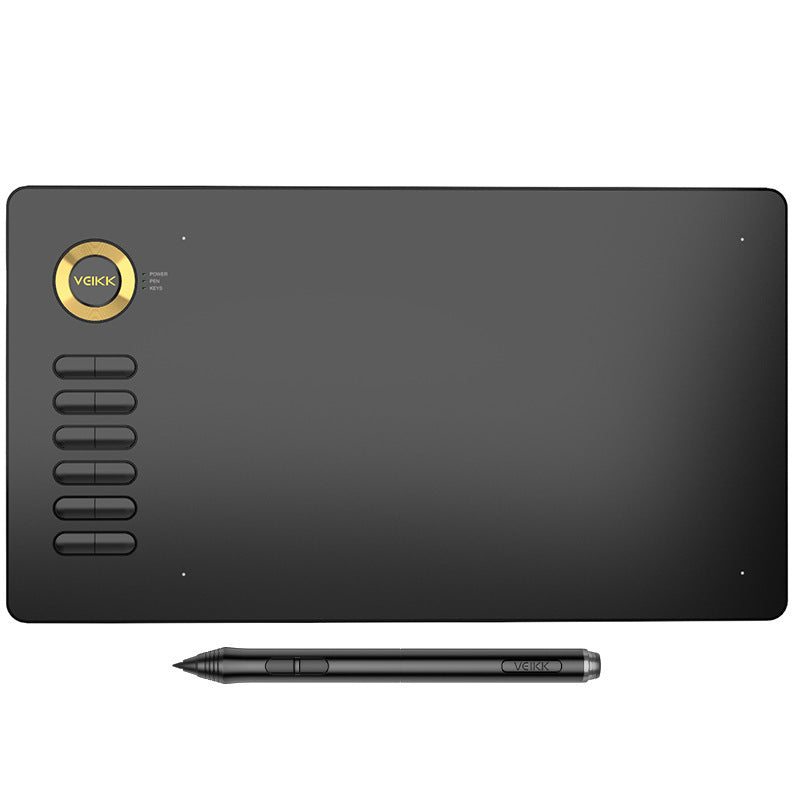 Graphite tablet with stylus on a white background