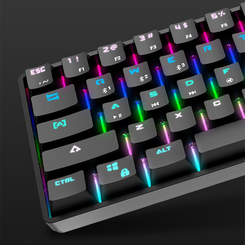Gaming keyboard with RGB lighting on a dark background