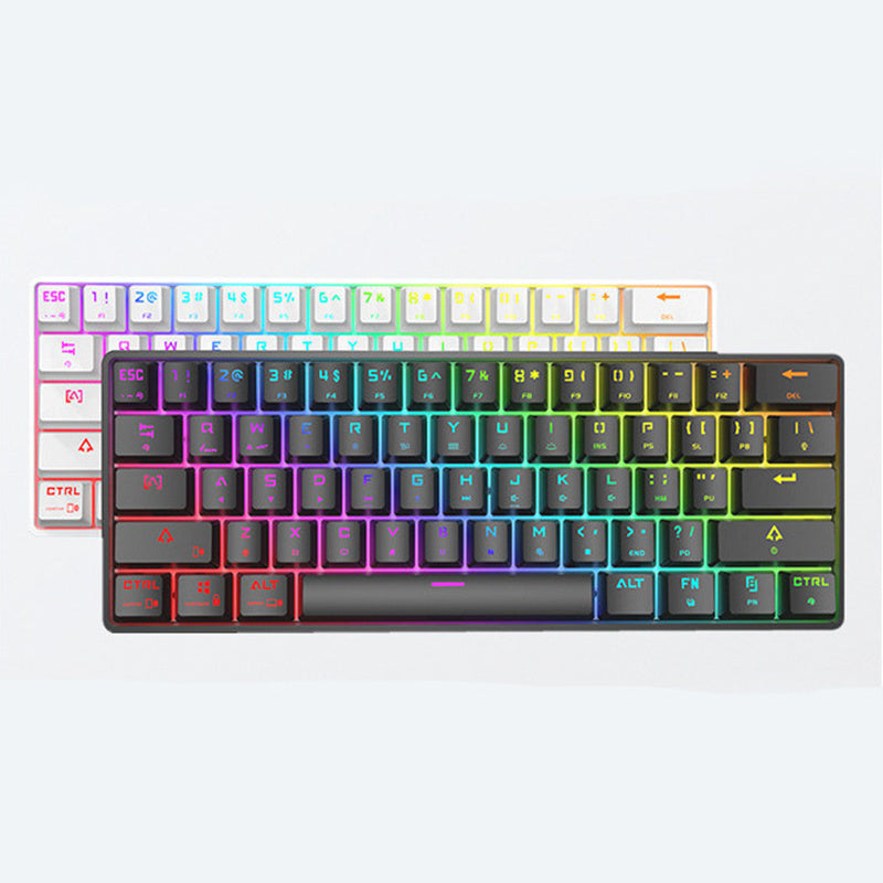 Mechanical keyboard with RGB lighting on a white background