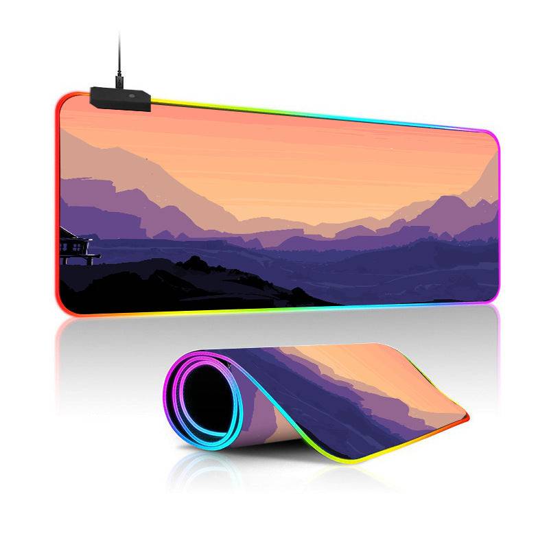 Oversized RGB Luminous Mouse Pad โ Landscape Design, Non-Slip, Gaming Desk Mat - TechTronic