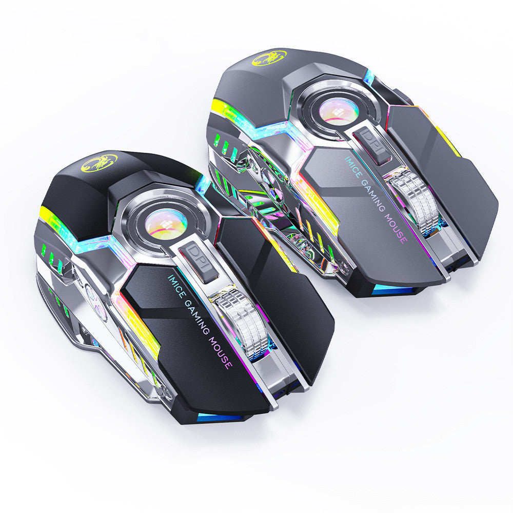 Two gaming mice with RGB lighting on a white background