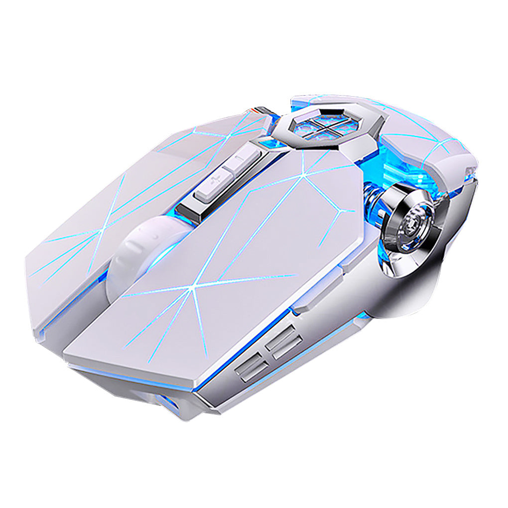 Gaming mouse with blue lighting on a white background