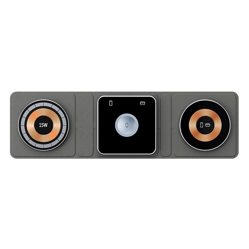 Three circular devices with different designs on a gray background