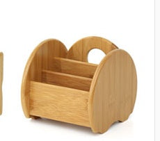 Wooden desk organizer on a white background