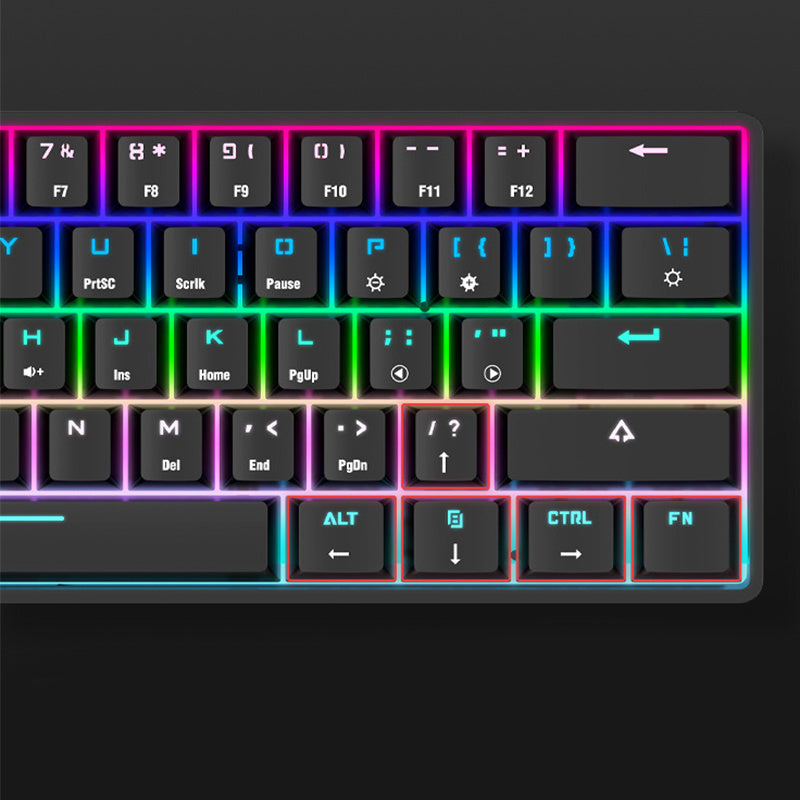 Colorful keyboard with RGB lighting on a black background