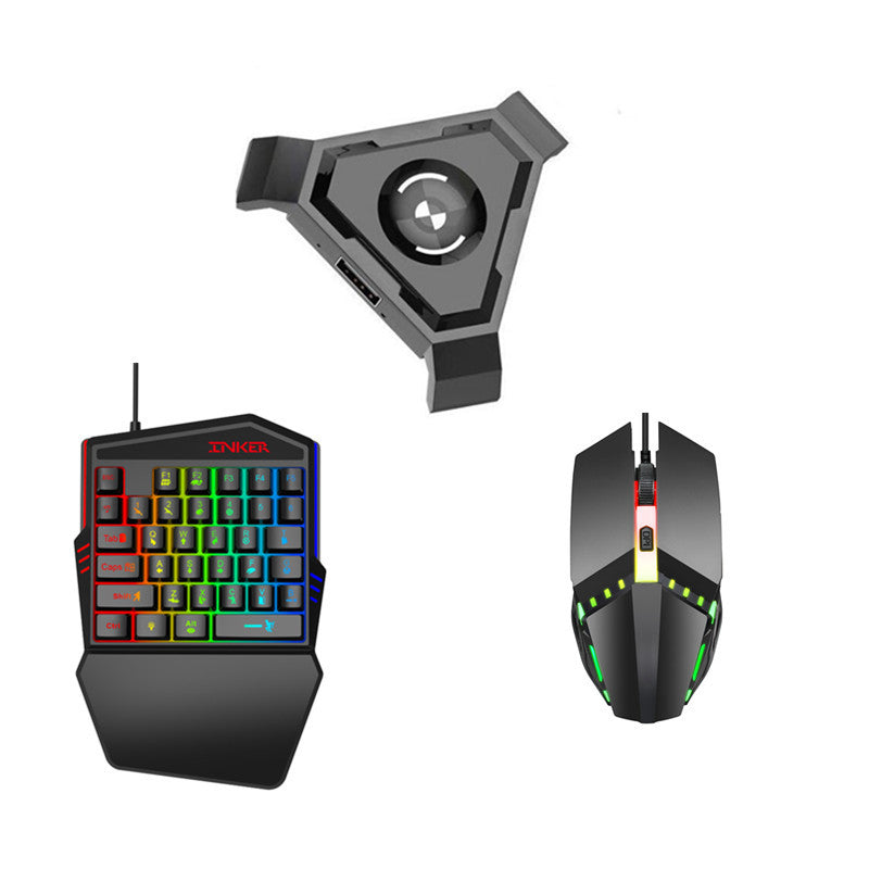 Gaming keyboard, mouse, and headset on a white background