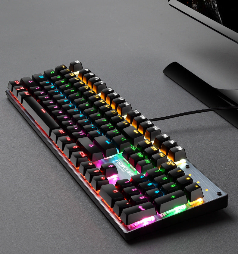 Mechanical keyboard with RGB lighting on a gray surface