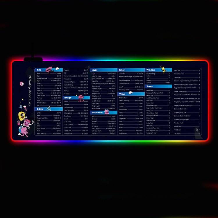 Cool Colorful RGB Luminous Mouse Pad โ 300ร800mm, USB-Powered, Non-Slip Gaming Mat - TechTronic